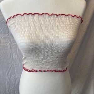 Brandy Melville Cream Tank Top with Red Trim